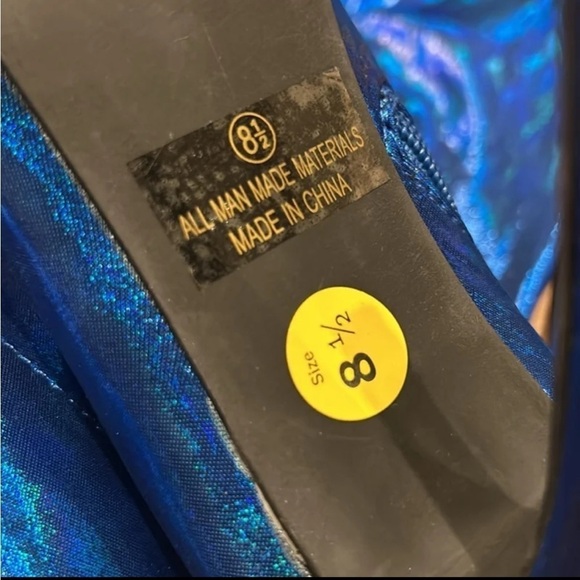 Lady go diva dolls kill thigh high stiletto boots metallic blue silver charm 8.5 - Picture 6 of 10